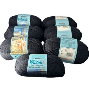 Vintage Caron Wintuk Yarn Black 4 lot of 7